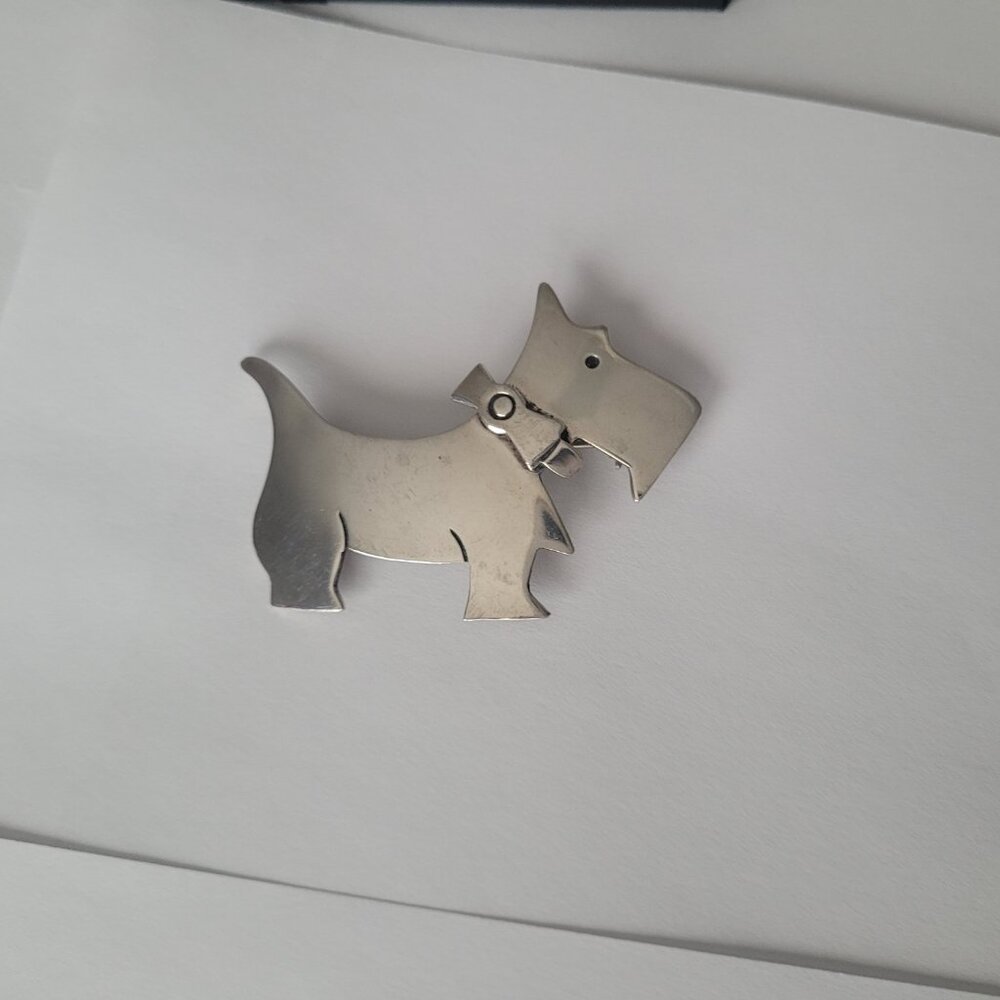 Scottie Terrier Dog Vintage Pin Sterling Silver Taxco Dog Lover Brooch - Picture 3 of 15